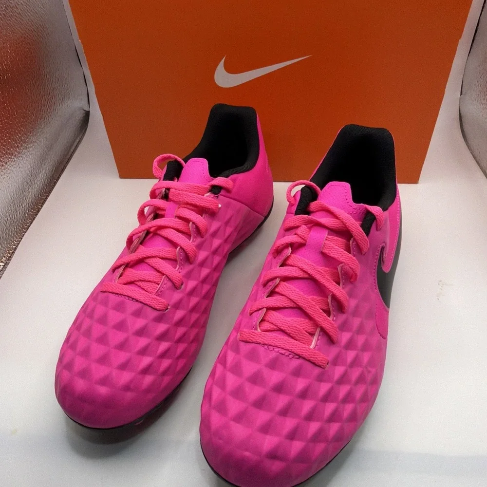Nike Jr Legend Tiempo 8 Club FG/MG Youth Soccer Cleats. Pink Blast/Black Size 4Y